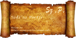 Szász Porfir névjegykártya